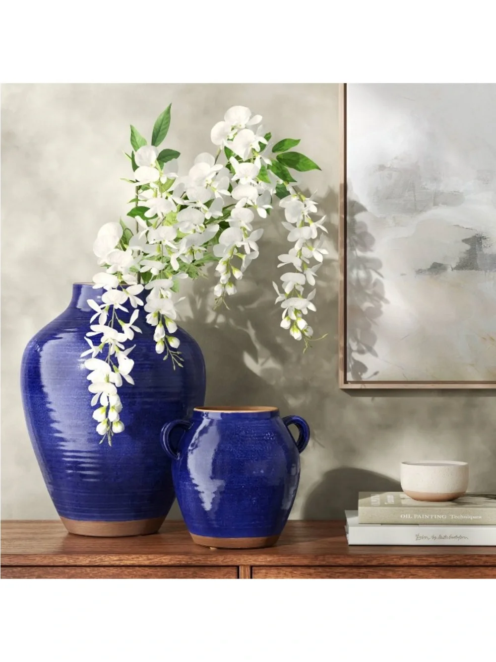 Medium Tuscan Ceramic Handled Vase Blue - Threshold™